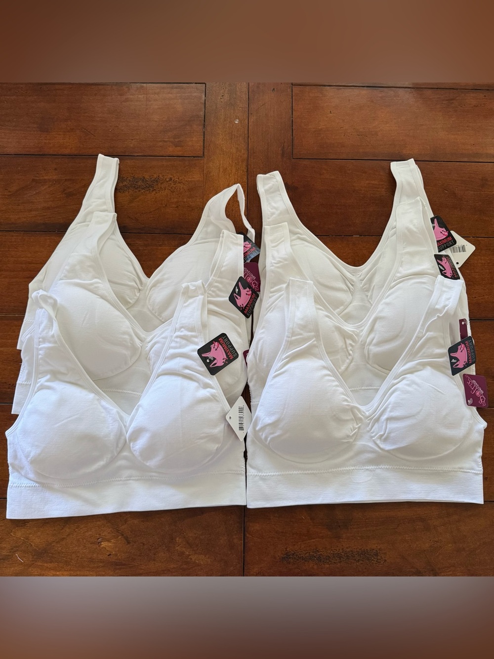 [6-PACK] SOFRA Women's Seamless Sports Bra, One Size, White